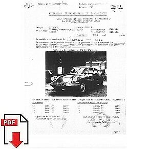 1966 Citroen DS 19 FIA homologation form PDF download
